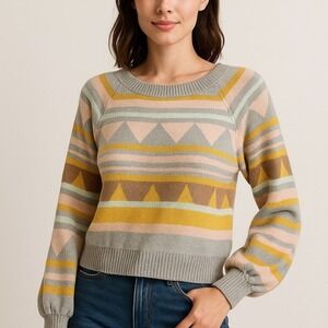 Full Circle Trends Geometric Tie-Back Knit Sweater – Size Medium